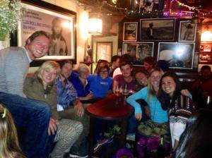 Almost the whole fantastic trekking group celebrating our return in Cusco
